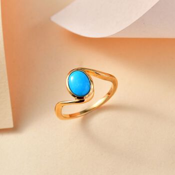 AA amerikanischer, nat&uuml;rlicher Sleeping Beauty T&uuml;rkis-Ring, 925 Silber vergoldet - 1,19 ct.