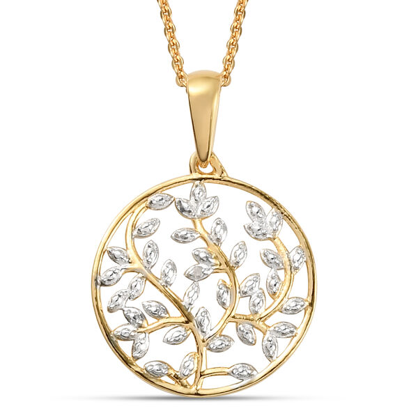 Diamant Lebensbaum Anhänger mit Silberkette ca. 50 cm 925 Silber vergoldet image number 0