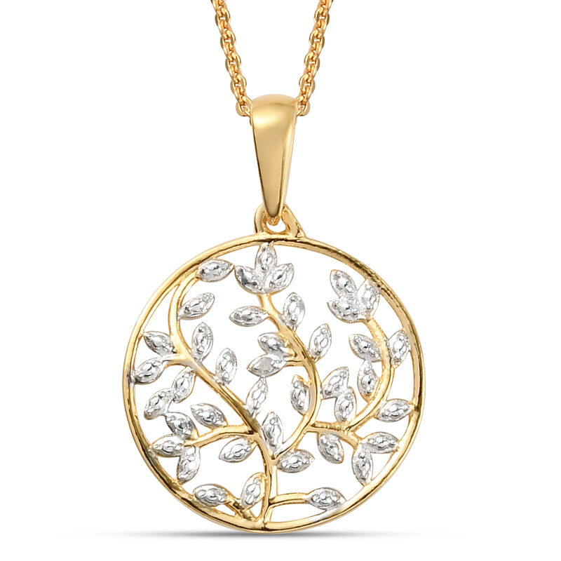 Diamant Lebensbaum Anhänger mit Silberkette ca. 50 cm 925 Silber vergoldet image number 0