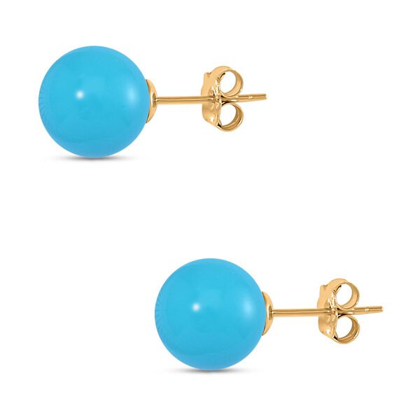 Sleeping Beauty Türkis farbe Muschelperle Ohrringe 925 Silber vergoldet image number 4