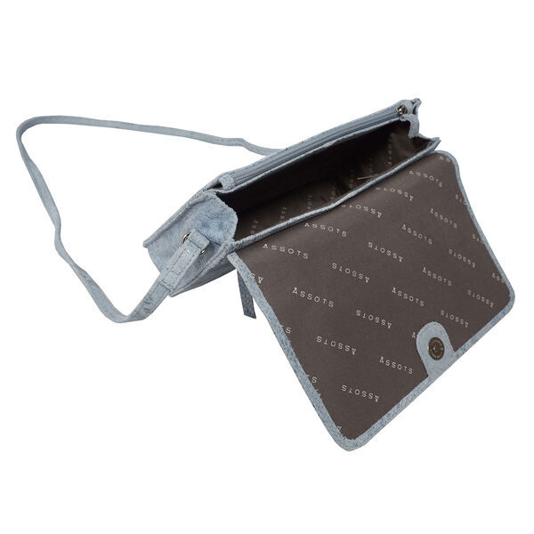 ASSOTS LONDON - Schlangendruck Crossbody Tasche aus 100% echtem Leder, 22x19x6cm, blau image number 3