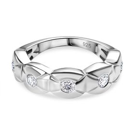 Weißer Zirkonia Ring 925 Silber rhodiniert (Größe 16.00) ca. 0,76 ct