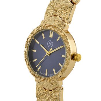 STRADA - Japanisches Uhrwerk, Marineblaues Zifferblatt mit goldplattiertem Alloy Armband, 20 cm