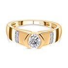 Moissanit Ringe 925 Silber Gelbgold Vermeil (Größe 20.00) ca. 0,50 ct