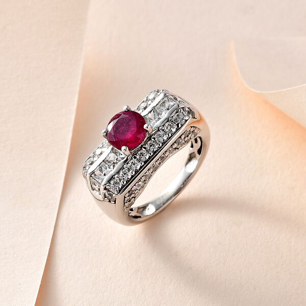 GP Art Déco Kollektion - afrikanischer Rubin, Zirkon und Saphir-Ring- 5,18 ct. image number 2