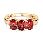 D'Joy Lab Created Padparadscha-Saphir Ring 925 Silber 750 Gelb Vergoldet (Größe 21.00) ca. 3,59 ct