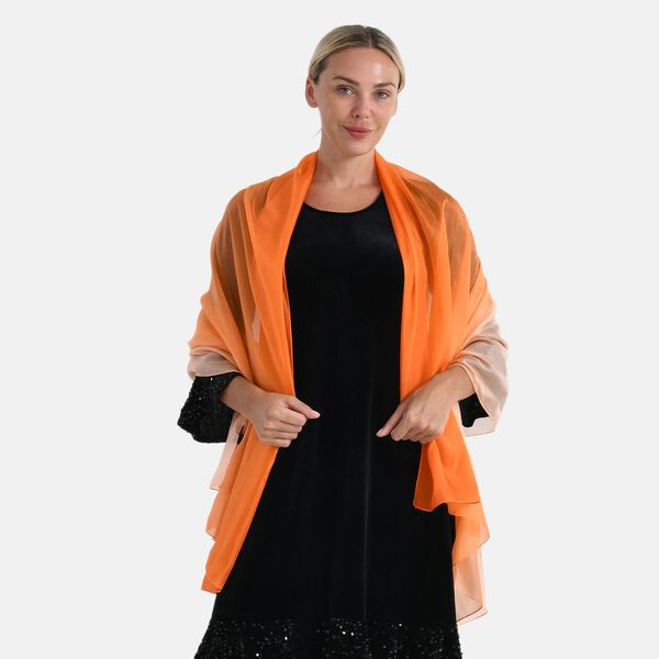 LA MAREY Signature Seidenschal aus 100% Maulbeerseide, 110 x 180 cm, Orange