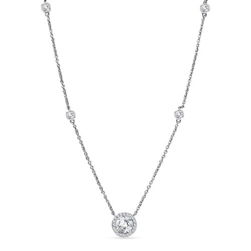 Moissanit Halskette ca. 45 cm 925 Silber rhodiniert ca. 2,03 ct. image number 0