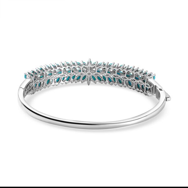 Sleeping Beauty T&uuml;rkis, Wei&szlig;er Zirkon Armreif ca. 20 cm 925 Silber platiniert ca. 10,40 ct. image number 5