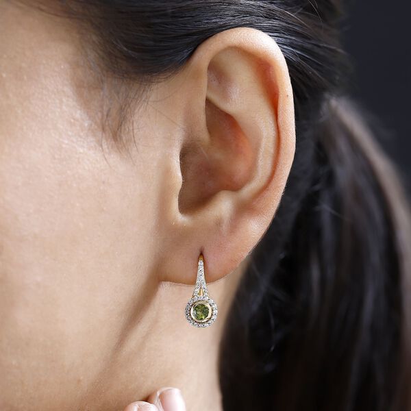 Nat&uuml;rliche AA Calabar-Turmalin, Wei&szlig;er Zirkon Ohrringe, 925 Silber Gelbgold Vermeil ca. 1.11 ct image number 3