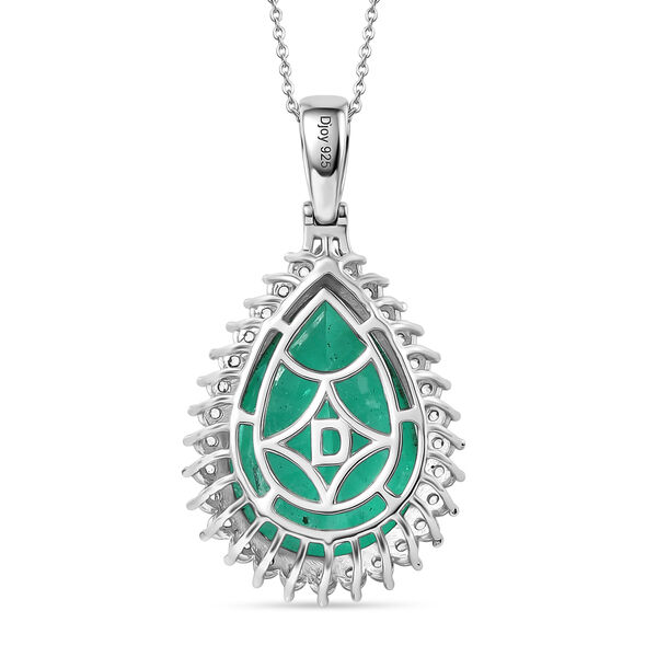 Smaragd-Quarz Triplette, Wei&szlig;er Zirkon Schmuckset ca. 50 cm 925 Silber Rhodiniert ca. 21,65 ct. image number 4