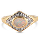 Natürlicher Äthiopischer Opal und Zirkon Ring 925 Silber vergoldet  ca. 0,94 ct image number 0