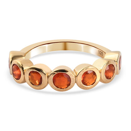 Purpurroter Feuer Opal 7 Stein Ring 925 Silber vergoldet (Gr&ouml;&szlig;e 20.00) ca. 0,83 ct