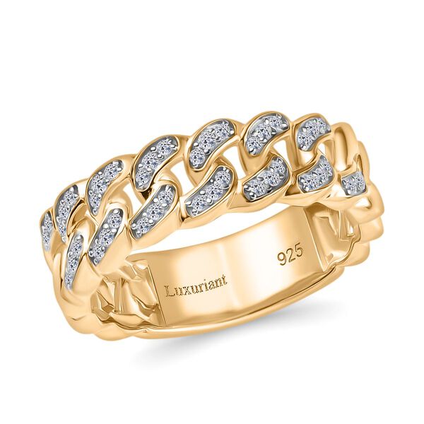 LUXURIANT DIAMOND - Lab Grown Diamant SI-GH Ring, 925 Silber 750 Gelbgold Vermeil (Gr&ouml;&szlig;e 17.00) ca. 0.24 ct image number 4