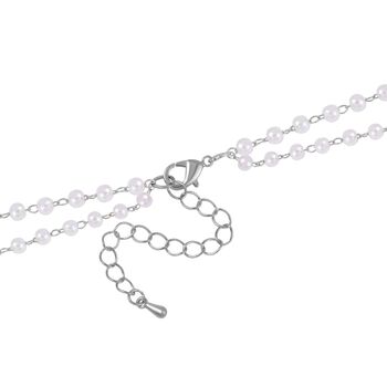 Kunststoff Perle, Wei&szlig;er Kristall Halskette ca. 75 cm Messing