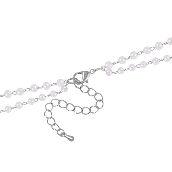 Kunststoff Perle, Wei&szlig;er Kristall Halskette ca. 75 cm Messing image number 4