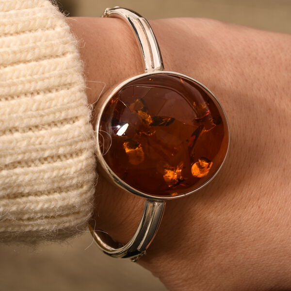 Nat&uuml;rlicher Baltischer Bernstein Armreif, ca. 19 cm, 925 Silber image number 3