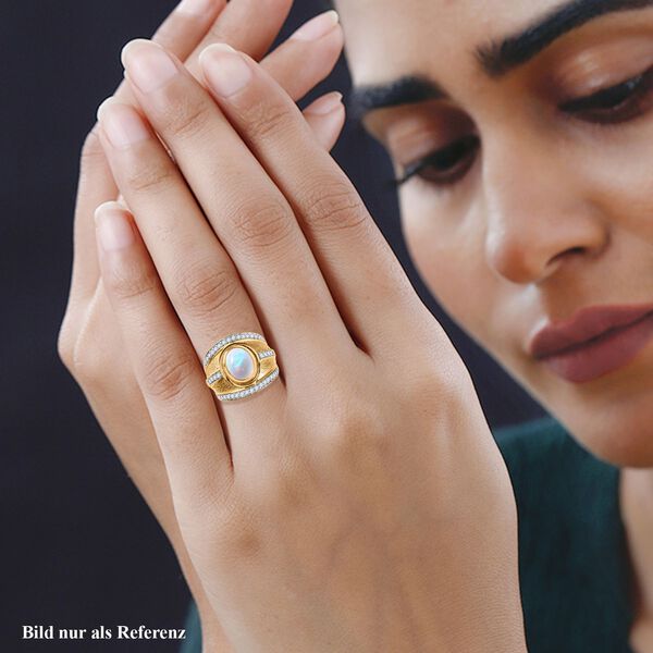 AA nat&uuml;rlicher, &auml;thiopischer Welo Opal und Zirkon-Ring - 2,35 ct. image number 3