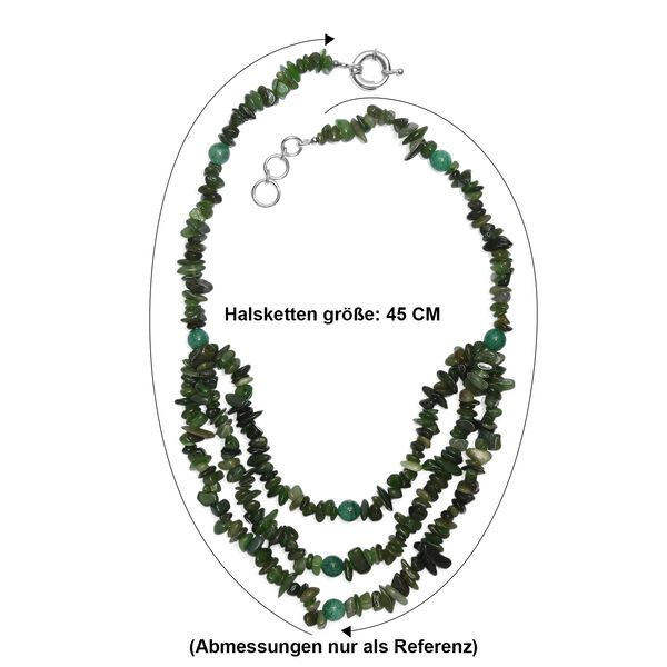EVER TRUE Nephrit, Gr&uuml;ner Aventurin Halskette ca. 45 cm Nickelfreies Messing Platiniert ca. 394.00 ct image number 5