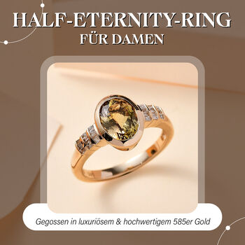 AAA nat&uuml;rlicher goldener Tansanit und Diamant Ring in 585 Gold - 2,14 ct.