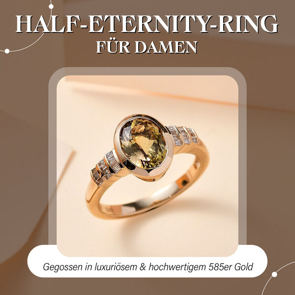 AAA nat&uuml;rlicher goldener Tansanit und Diamant Ring in 585 Gold - 2,14 ct. image number 2