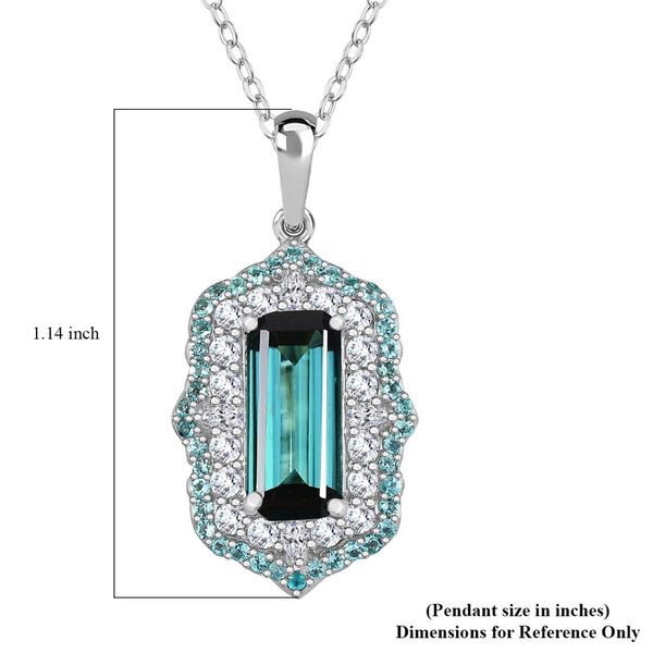 RHAPSODY zertifiziert und geprüft AAAA Indigolith, Paraiba Turmalin und VS-EF Diamant Anhänger mit 45cm Kette in 950 Platin - 3,46  ct. image number 5