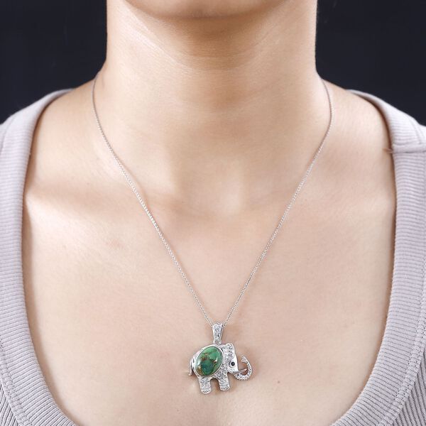 AAA grüner Mojave Türkis und schwarzer Spinell-Anhänger - 5,99 ct. image number 3