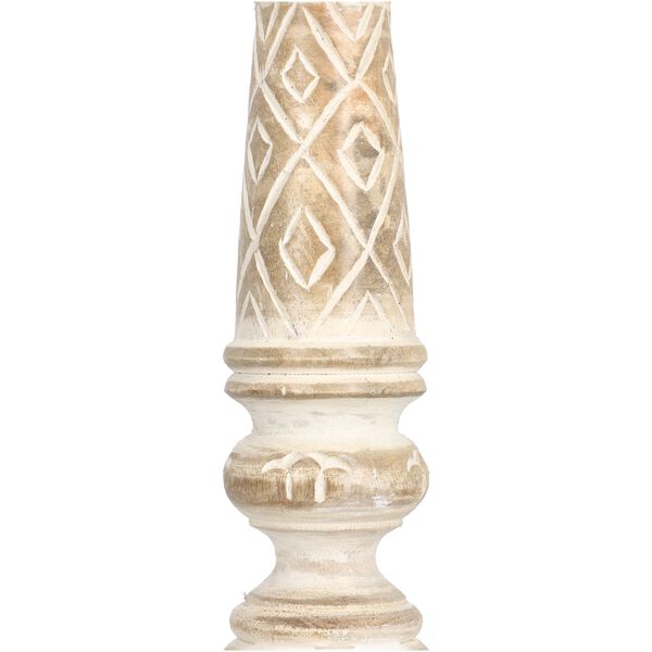 Set aus 2 antiken geschnitzten Holzkerzenhaltern mit quadratischem Ständer, 38cm, Beige image number 5