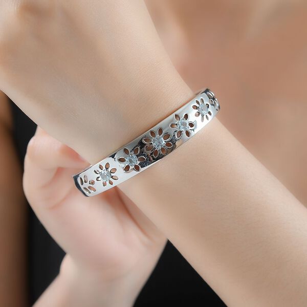 Himmelblauer Topas Armreif ca. 19 cm Edelstahl ca. 2.80 ct image number 3