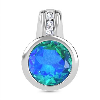 Pfau Triplett Quarz, wei&szlig;er Zirkon Anh&auml;nger 925 Silber platiniert ca. 3.10 ct
