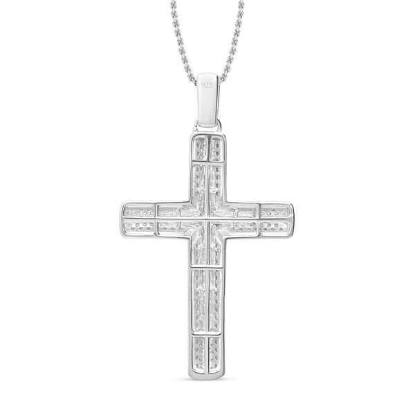 Weißer Diamant Kreuz Anhänger mit 45cm Kette - 0,98 ct. image number 4