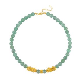 Grüner Aventurin Halskette ca. 45 cm Standard gelb vergoldet ca. 250,00 ct