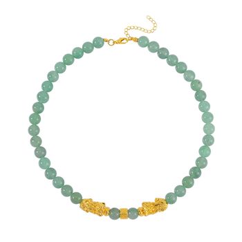 Gr&uuml;ner Aventurin Halskette ca. 45 cm Standard gelb vergoldet ca. 250,00 ct