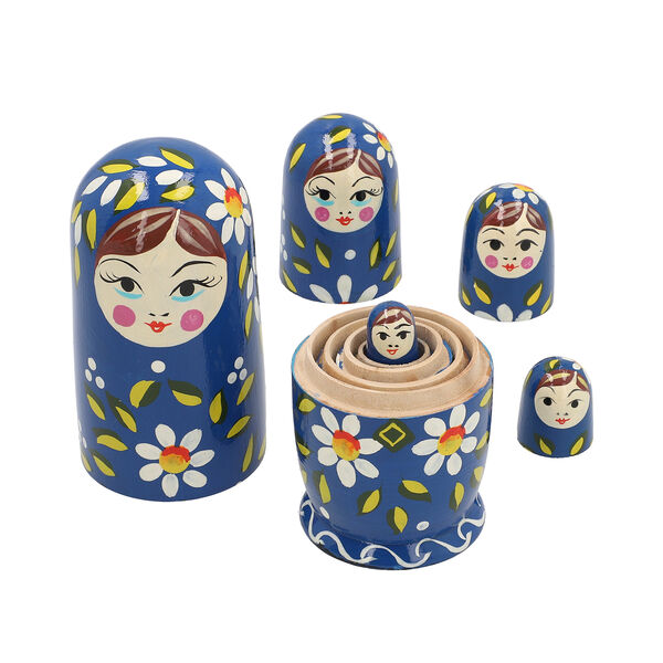 5er-Set Matroschka, Handbemalten Nistpuppen, Babuschka aus Holz image number 5