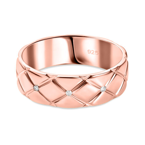 Diamant Ring mit Diamantschliff-Muster, 925 Silber mit Roségold Vermeil image number 0