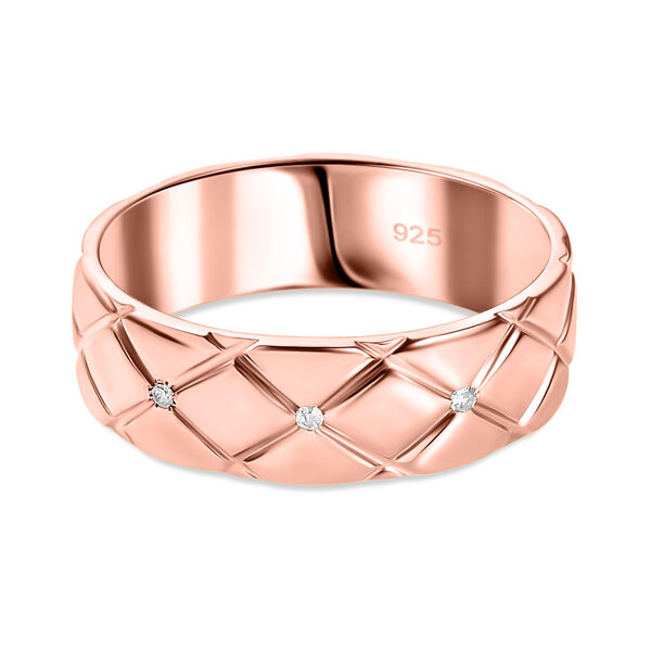 Diamant Ring mit Diamantschliff-Muster, 925 Silber mit Ros&eacute;gold Vermeil