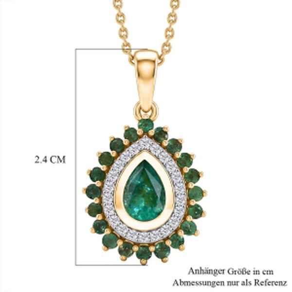 D'Joy AA Kagem Sambischer Smaragd Schmuckset ca. 45 cm 925 Silber 750 Gelbgold vermeil (10-15 Werktage Lieferzeit) ca. 1.12 ct image number 6