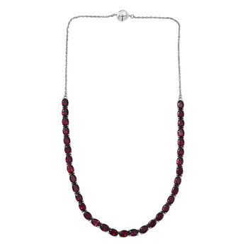 D'Joy AA Nat&uuml;rlicher Rhodolith Granat Halskette ca. 45 cm 925 Silber rhodiniert ca. 31,68 ct.