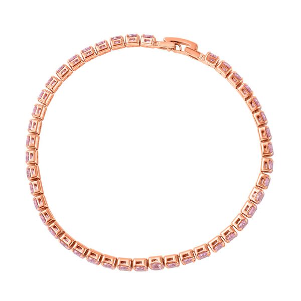 4er Set, Rosa Zirkonia Armband, Anh&auml;nger mit Kette und Ohrringen, Messing ca. 17,60 ct image number 5