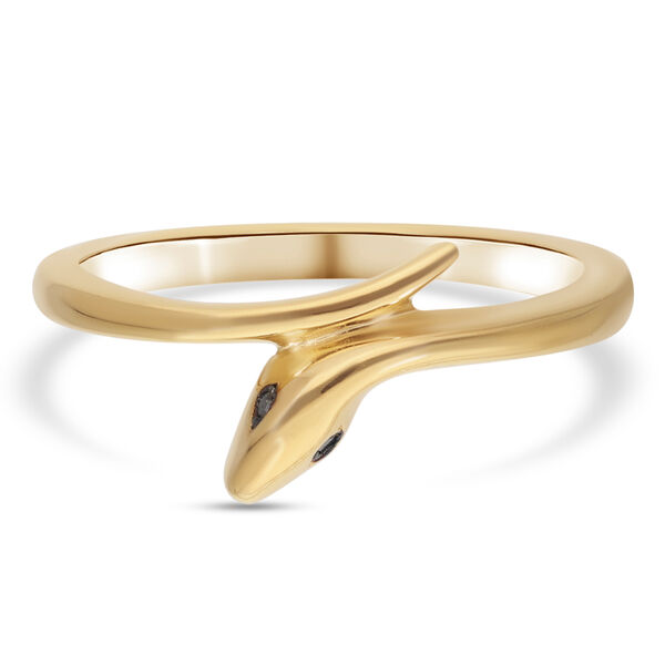 Schwarzer Diamant Bypass Ring 925 Silber vergoldet