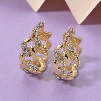 Wei&szlig;er Kristall Ohrringe Nickelfreies Messing, Goldfarben