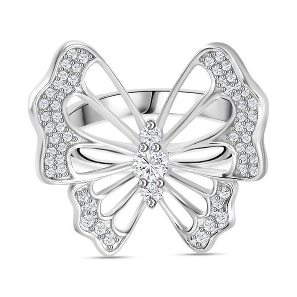 GP Italian Garden Kollektion- Wei&szlig;er Diamant und blauer Saphir-Ring, 925 Silber rhodiniert - 0,51 ct,