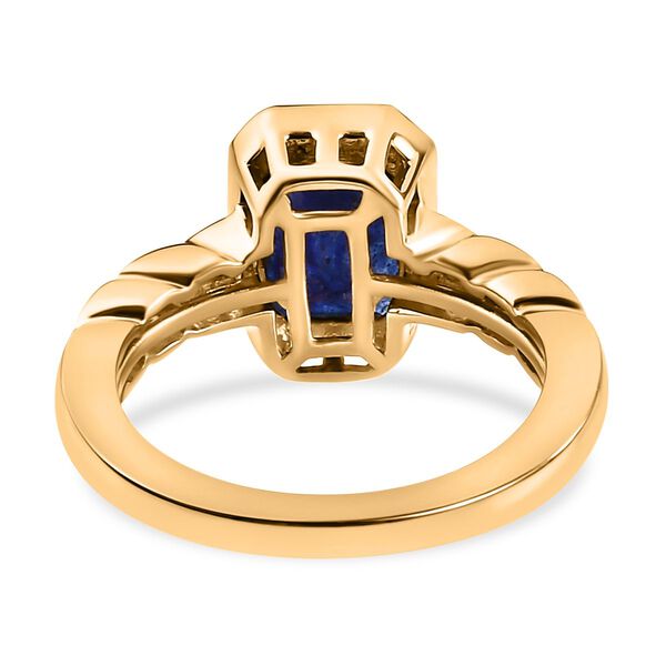 Masoala Saphir (Fissure gefüllt) und Zirkon Ring 925 Silber vergoldet image number 6