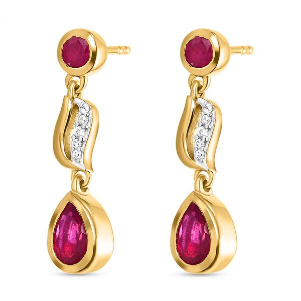 Afrikanische Rubin und Zirkon-Ohrh&auml;nger in Silber image number 4