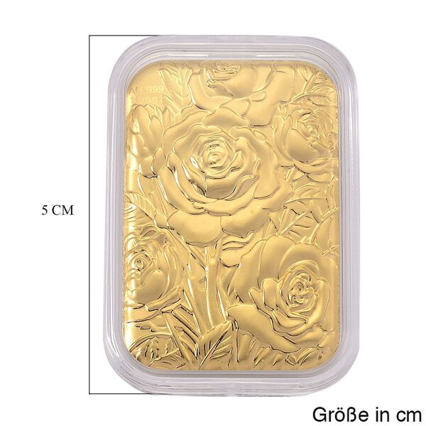 EXKLUSIVES GESCHENK 999er Goldbarren mit Rosen-Motiv, 10mg image number 5
