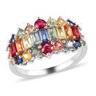 Mehrfarbig Saphir Cluster Ring 925 Silber Platin-Überzug image number 3