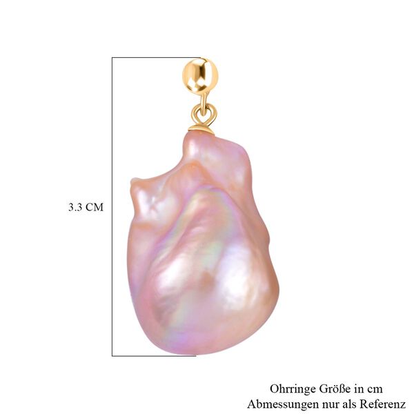 Mehrfarbige Barockperle Perle Ohrringe, 925 Silber vergoldet image number 4