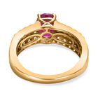 Afrikanischer Rubin (Fissure gefüllt), weißer Zirkon Ring 925 Silber vergoldet (Größe 18.00) ca. 2.83 ct image number 5