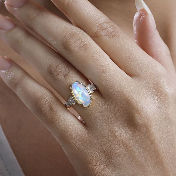 AA Natürlicher, äthiopischer Welo Opal und Diamant Ring - 2,42 ct. image number 4