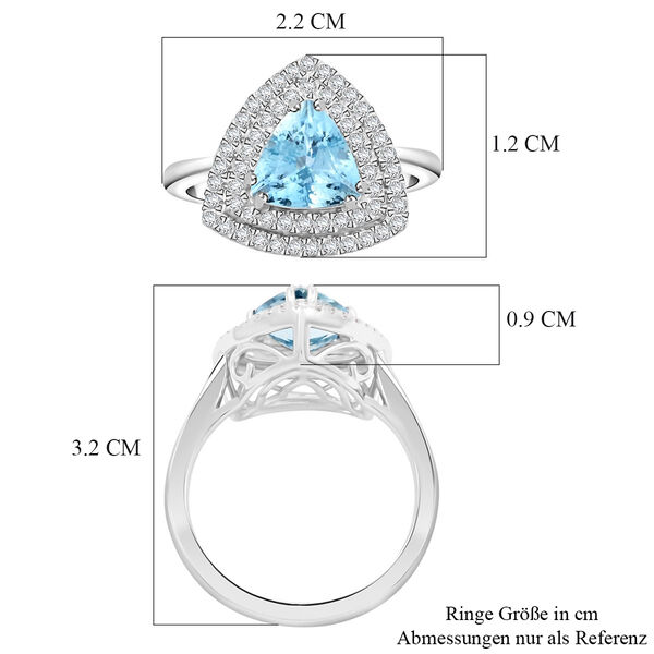 RHAPSODY AAAA Santamaria Aquamarin und VS Diamant Ring in 950 Platin - 2 ct. image number 5